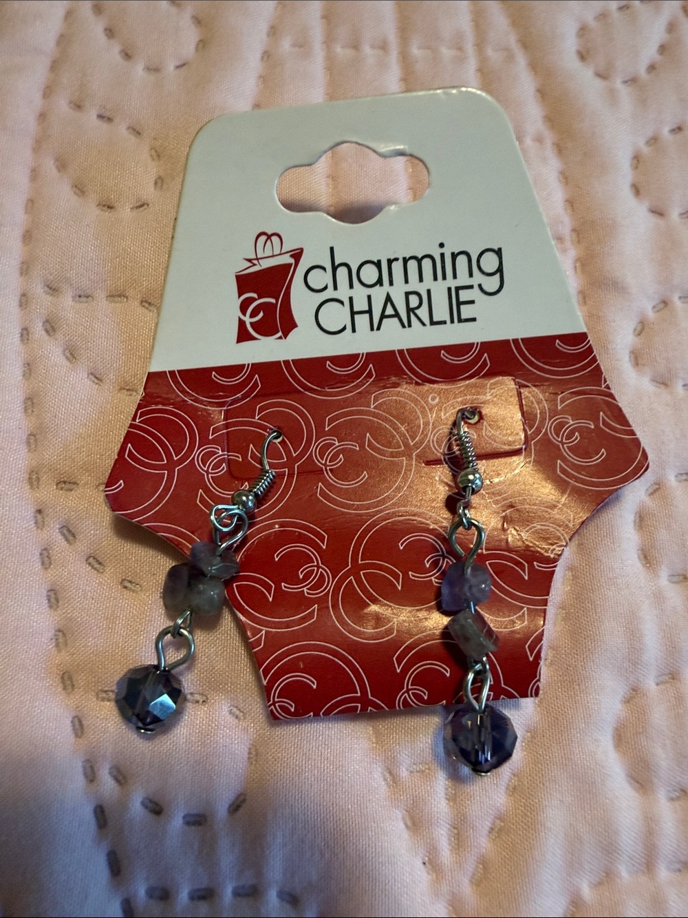 Charming Charlie Purple Faceted Bead Drop Earrings